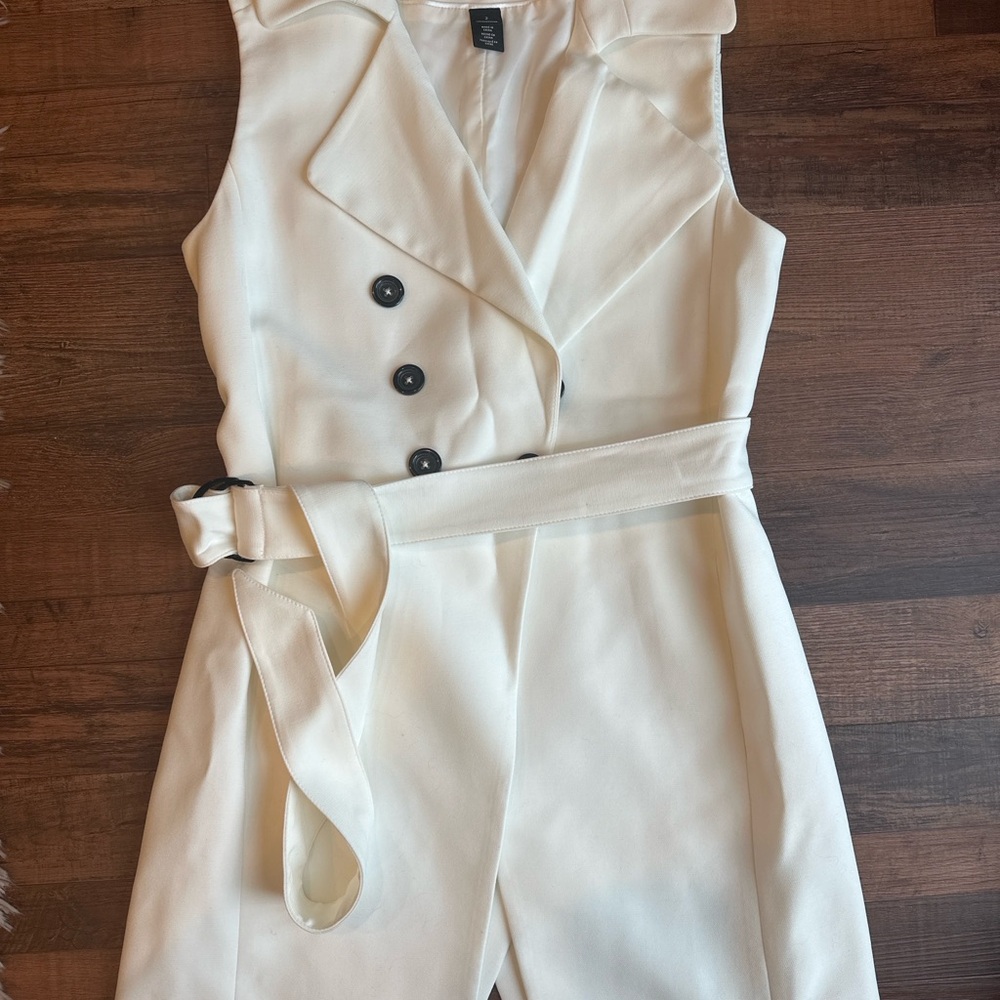 White House Black Market Cream Double-Breasted Blazer Top